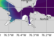 NOAA James River jellyfish map for today, Portsmouth