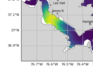 NOAA James River jellyfish map for today, Suffolk